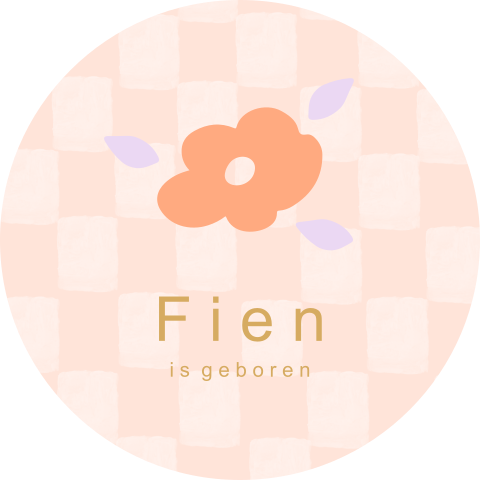 Lieve raamsticker met oranje ruitjespatroon en bloem