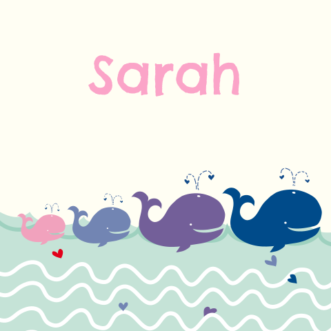 Lief geboortekaartje voor een zusje met een walvisje