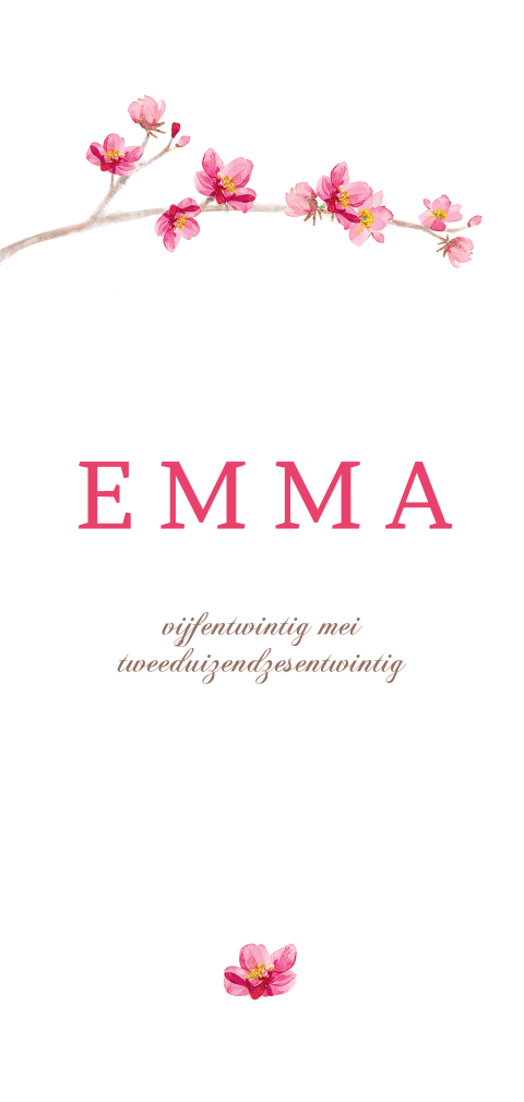 Romantisch geboortekaartje bloemen