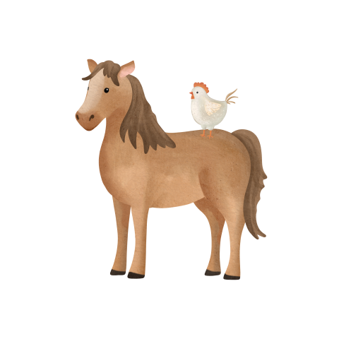 Sluitsticker met paard en kip