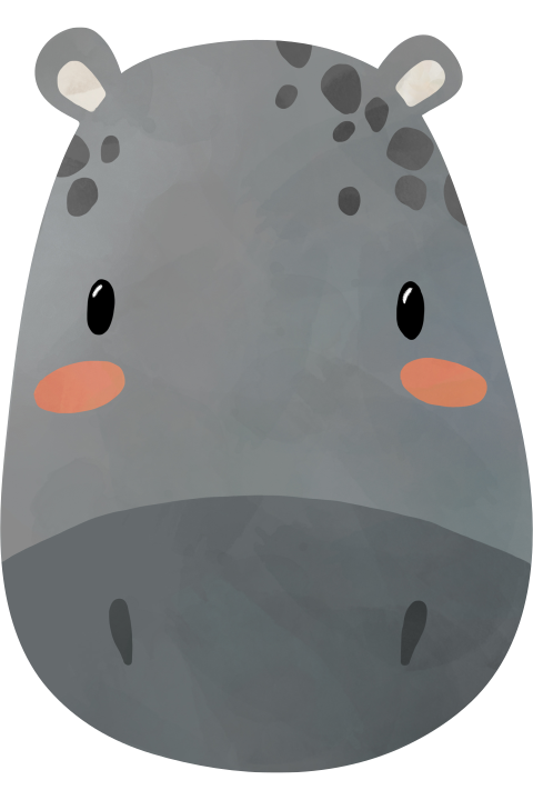 Uniek geboortekaartje in de vorm van een nijlpaard hoofd