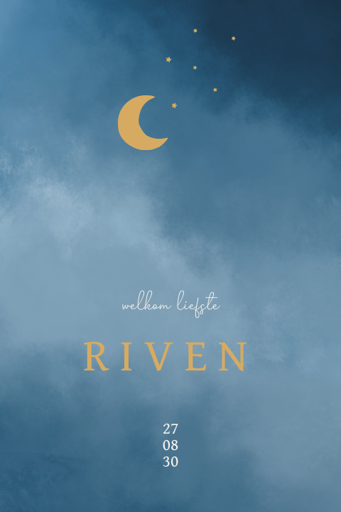 Tuinbord jongen blauw met maan