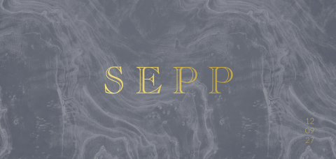 Geboortekaartje jongen blauw marmeren look met goudfolie