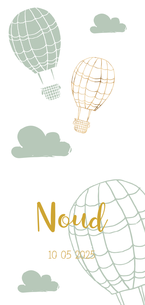 Hip geboortekaartje met luchtballonnen