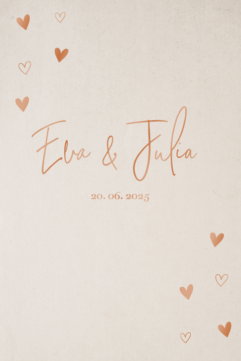 Hip tweeling geboortekaartje voor meisjes met hoogglans hartjes