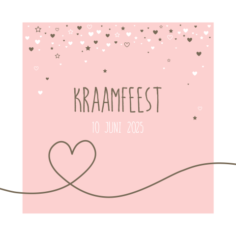 Lief babyborrelkaartje roze met hippe hartjes