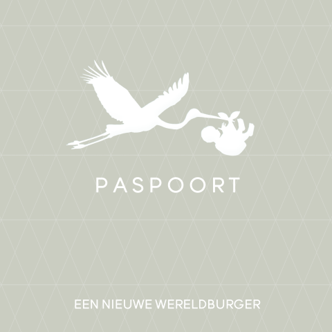 Geboortekaartje paspoort met ooievaar