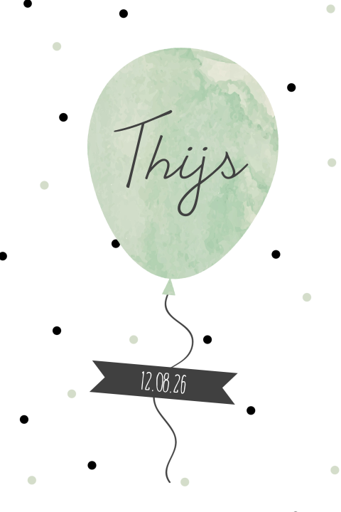 Staand kaartje met een ballon van waterverf