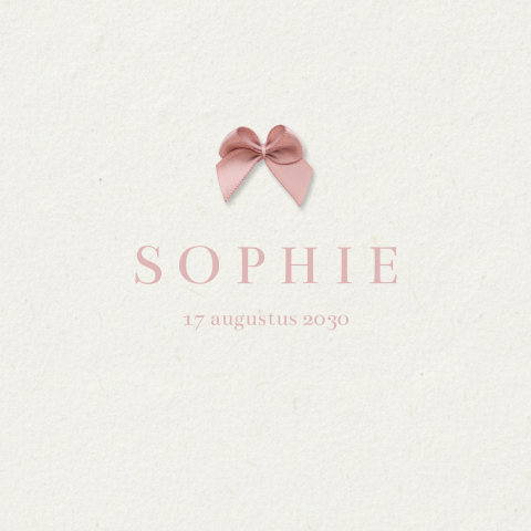 Klassiek geboortekaartje met optioneel écht strikje