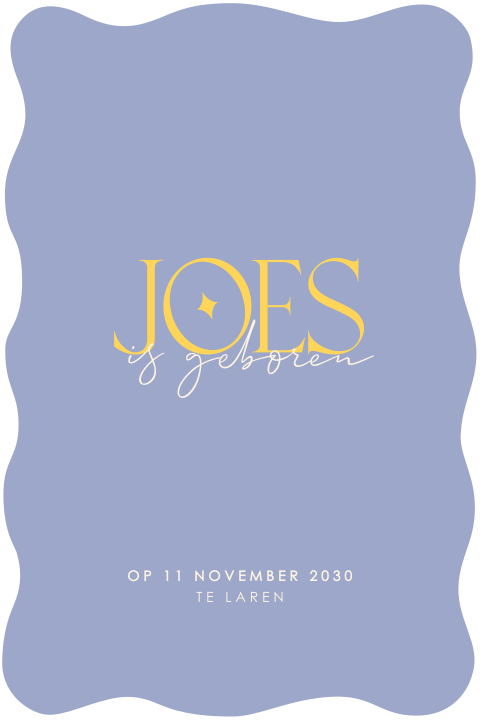 Lief geboortekaartje met color block en golvende randjes