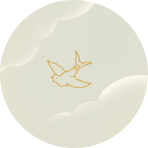 Sluitsticker groen met wolkjes en vogel