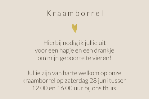 Beige uitnodiging babyborrel als labeltje 75 x 50 mm - per 7 stuks