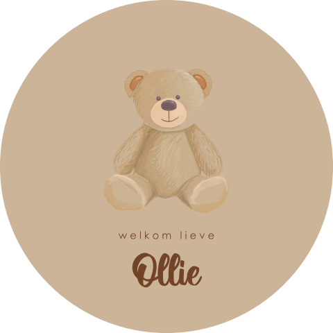 Raamsticker rond bruin met beertje