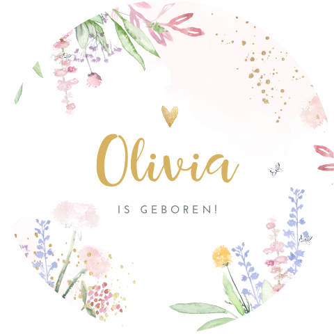 Vrolijke raamsticker met watercolour, bloemen en hartje