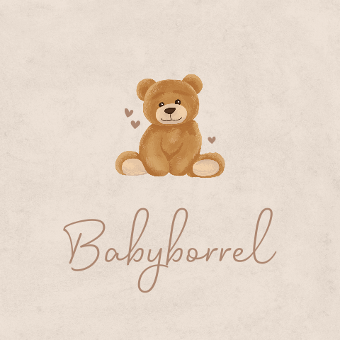 Hip babyborrel uitnodiging met velvet-look en beertje