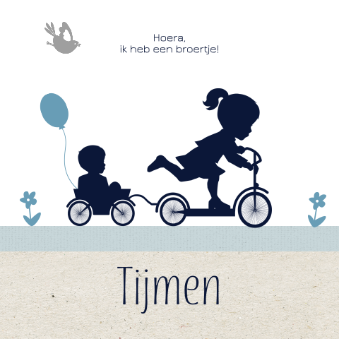Lief geboortekaartje met silhouet