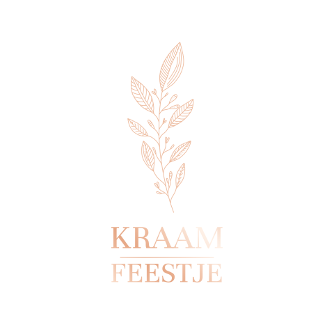 Hip roségoudfolie kraamborrel uitnodiging met getekend takje