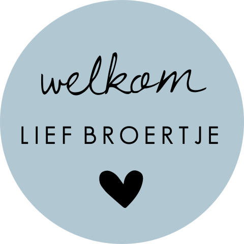 Sluitsticker broertje met bewerkbare tekst en blauwe achtergrond