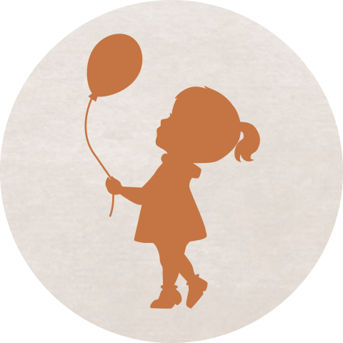 Sluitsticker met een silhouet van een meisje met ballon
