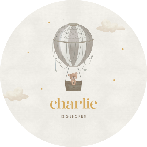 Tuinbord neutraal met beertje in luchtballon