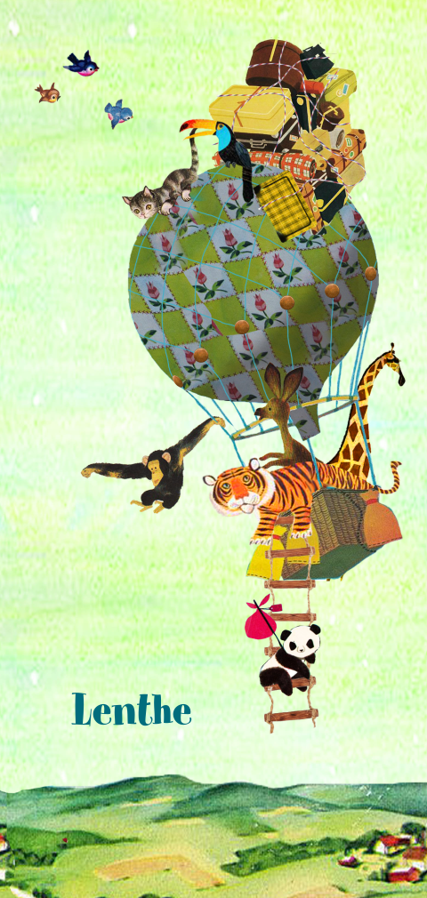 Retro geboortekaartje met luchtballon