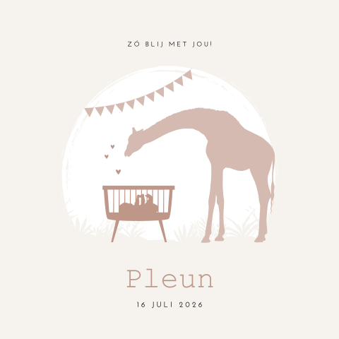 Lief geboortekaartje met silhouetjes en slingers voor een meisje