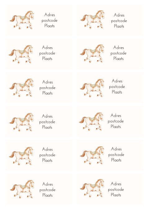 Adressticker met paardje