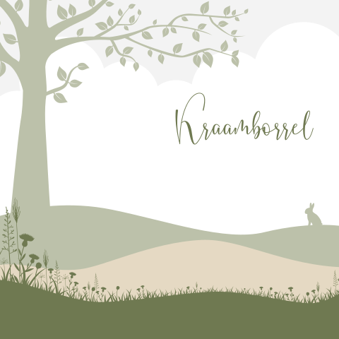Kraamborrel uitnodiging met abstract landschap