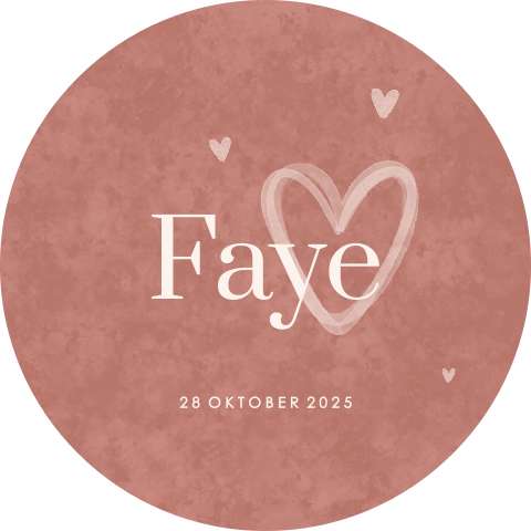 Ronde raamsticker met roze velvet-look en hartjes