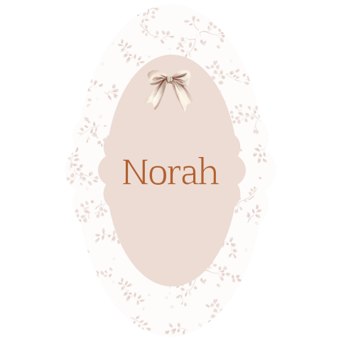 Tuinbord in bijzondere vorm met beige strikje en lichtroze bloemen 