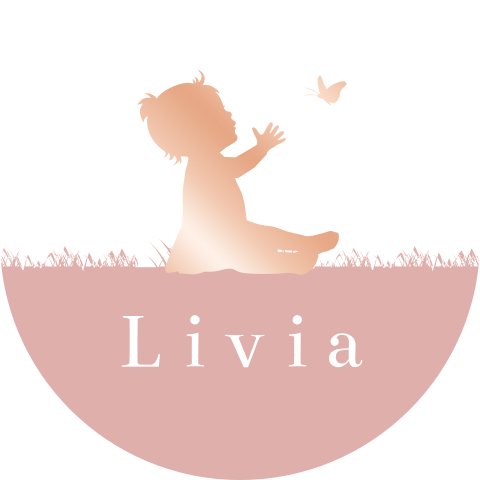 Naamsticker met romantisch silhouet en roségoudfolie