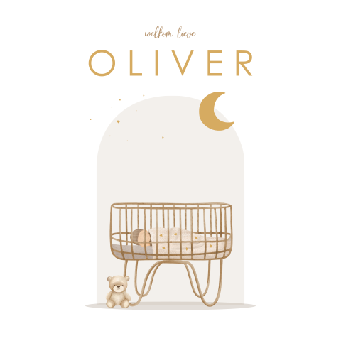 Raamsticker vierkant met wiegje en maan