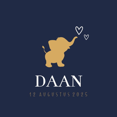 Poster voor jongen met hip silhouet van olifant op blauw