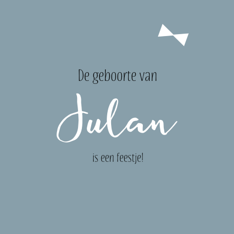 Blauw kraamborrelkaartje met strikje