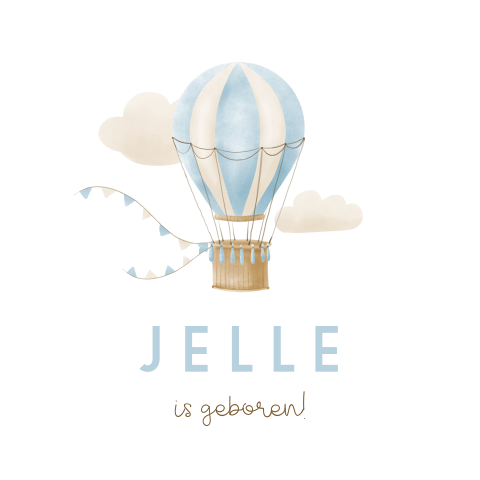 Tuinbord met illustratie van blauwe luchtballon en slingers