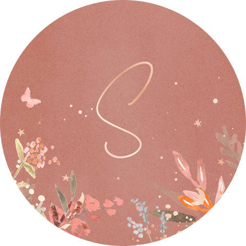 Oudroze sluitsticker met vlinder en bloemenrand