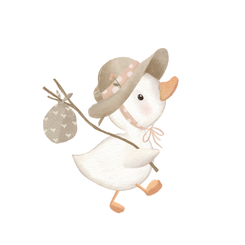 Sluitsticker met eendje en knapzak