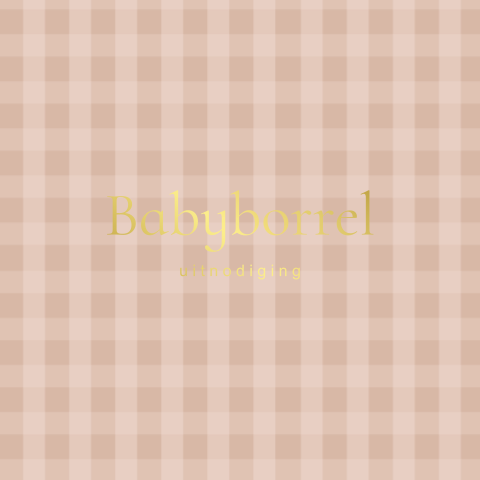 Hip babyborrelkaartje met oudroze ruitjespatroon en goudfolie