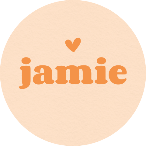 Leuke oranje naamsticker met hartje