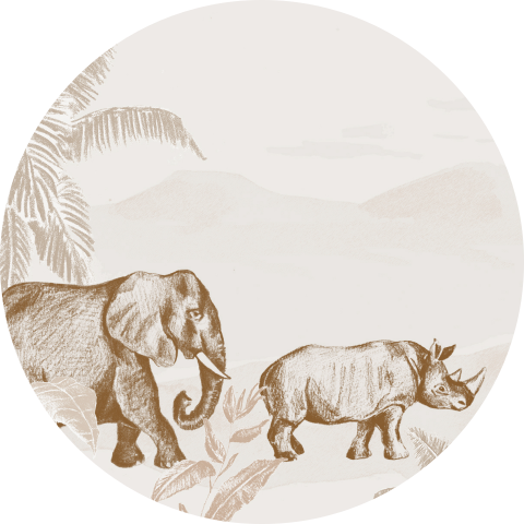 Sluitsticker met een olifant en neushoorn