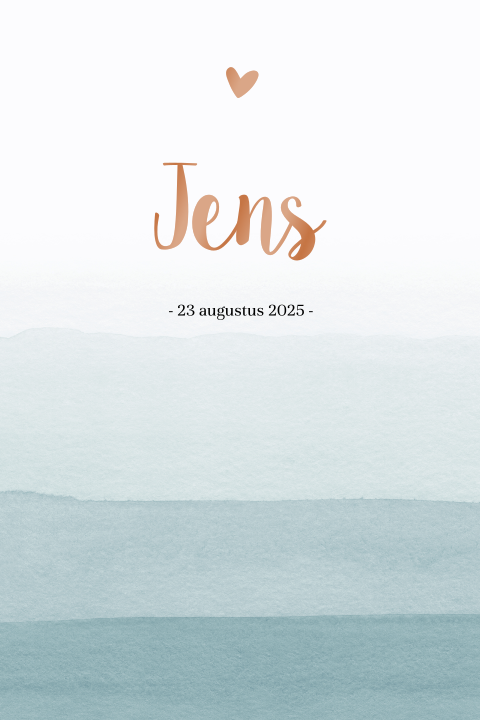 Modern hoogglans geboortekaartje voor jongen met petrol watercolour