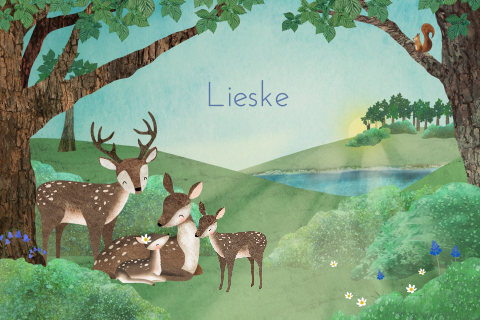 Natuurlijk geboortekaartje meisje met hertjes