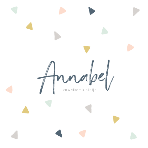 Vrolijk geboortekaartje met gekleurde driehoekjes