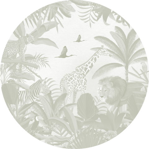 Avontuurlijke behangcirkel met jungle thema in het groen