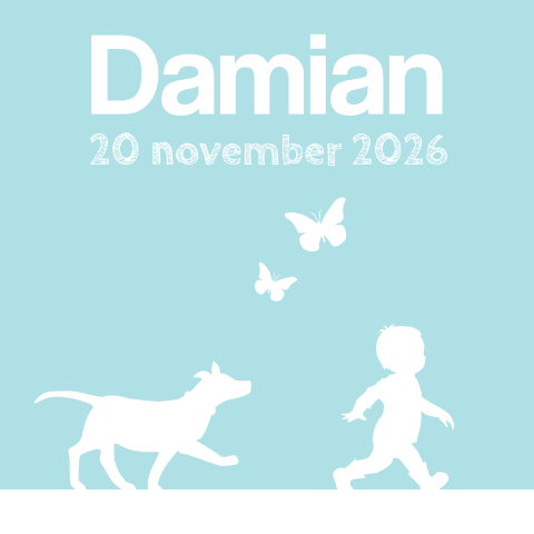 Hip kaartje silhouet van jongetje met hond