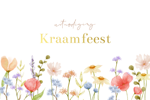 Kraamfeest uitnodiging met zomerse veldbloemen