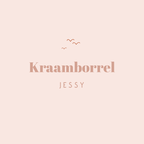 Kraamborrel uitnodiging roze met vogeltjes