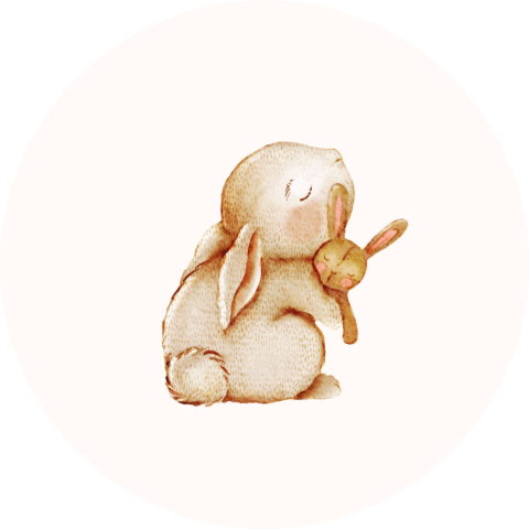 Sluitsticker met konijntje en knuffel