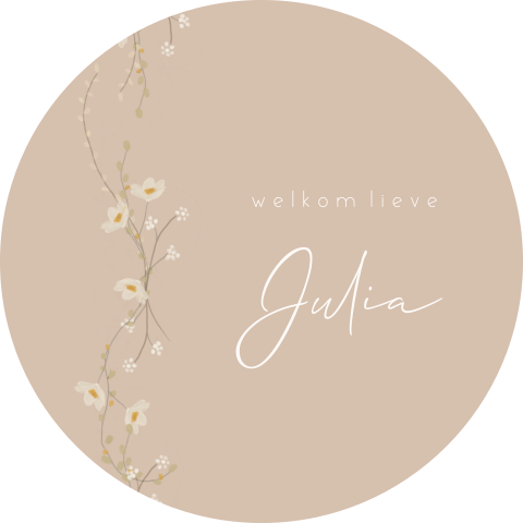 Raamsticker rond roze met bloemenslinger
