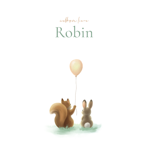 Raamsticker rond eekhoorn, konijn en ballon